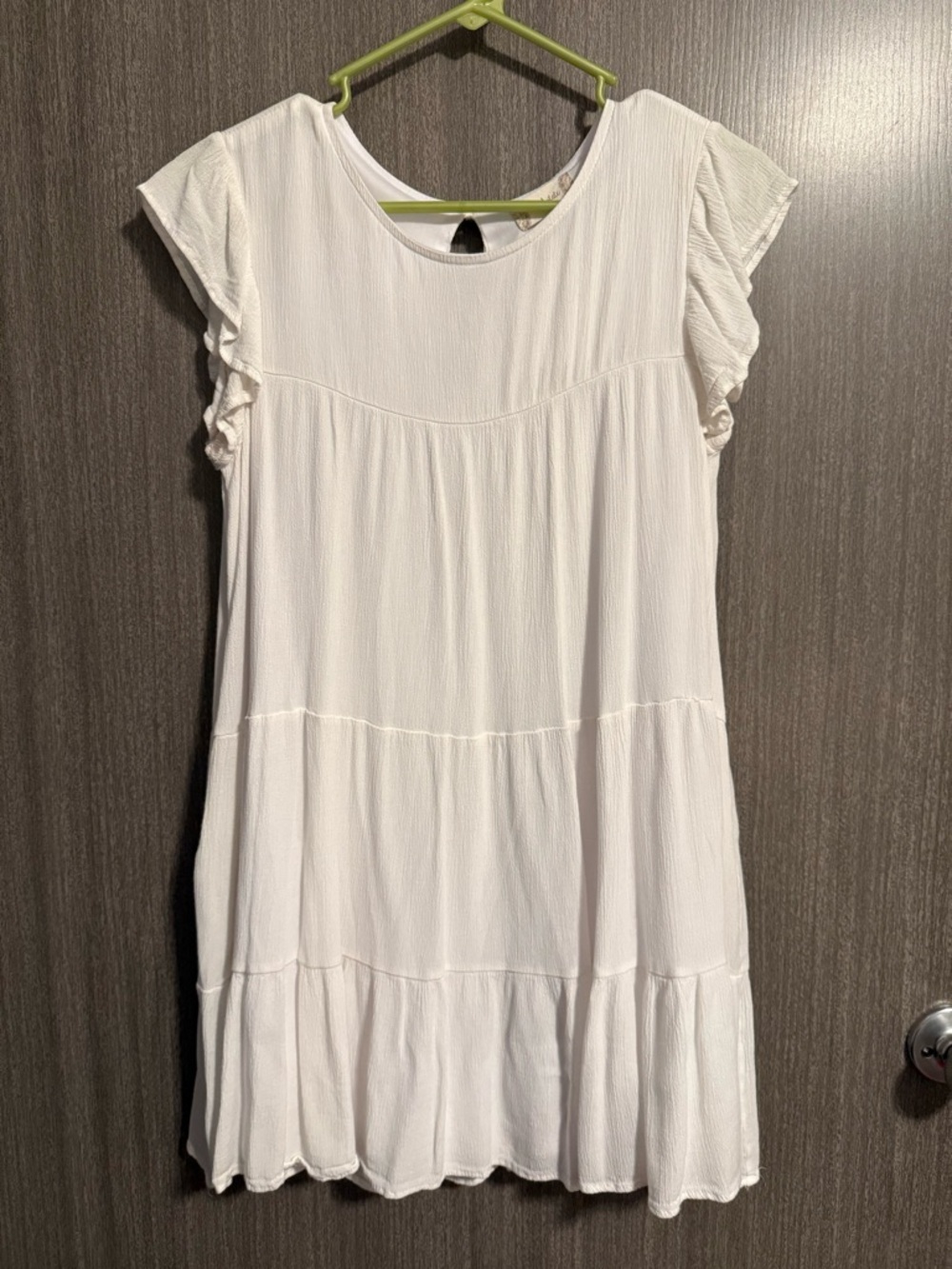 Altar'd State Ivory Tiered Flutter Sleeve Midi Dress (S)